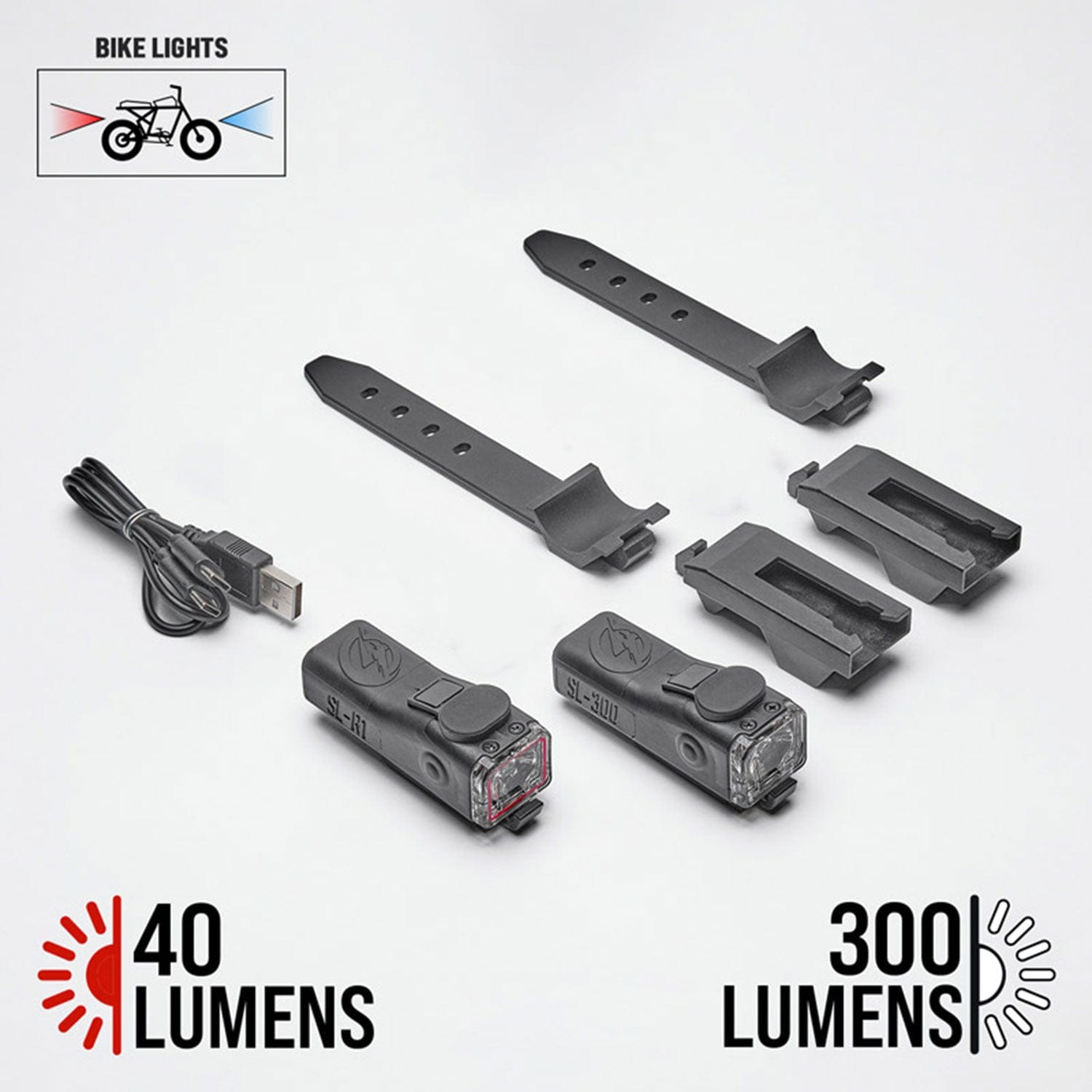 SL-300 Headlight & SL-R1 Rear Light Bike Bundle